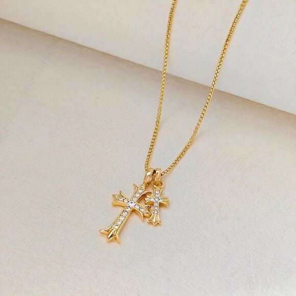Gold Cross Necklace for Women 14K Gold Plated Dainty Pendant Religious Jewelry - Picture 8 of 8